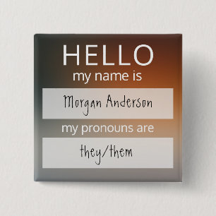 Custom HELLO Mein Name Pronouns ist Abzeichen Button