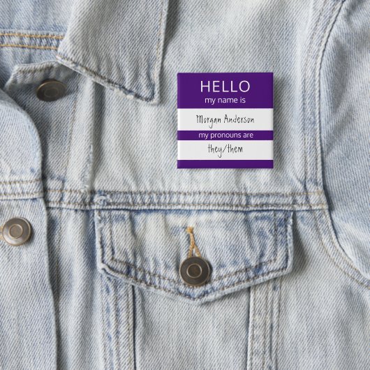 Custom HELLO Mein Name Pronouns ist Abzeichen Button (Beispiel)