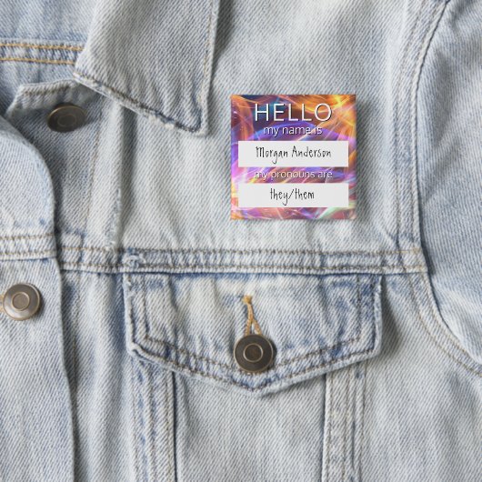 Custom HELLO Mein Name Pronouns ist Abzeichen Button (Beispiel)