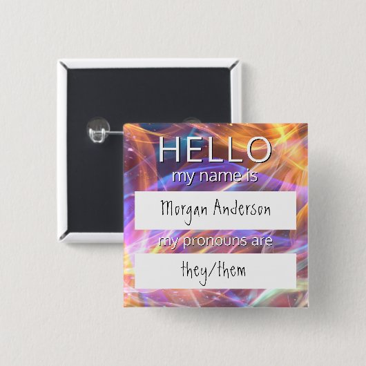 Custom HELLO Mein Name Pronouns ist Abzeichen Button (Vorne & Hinten)