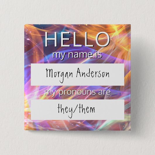 Custom HELLO Mein Name Pronouns ist Abzeichen Button (Vorderseite)