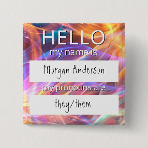Custom HELLO Mein Name Pronouns ist Abzeichen Button