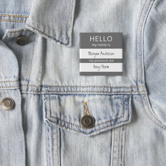 Custom HELLO Mein Name Pronouns ist Abzeichen Button (Beispiel)