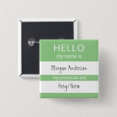Custom HELLO Mein Name Pronouns ist Abzeichen Button (Vorne & Hinten)