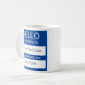 Custom HELLO Mein Name Pronouns ist Abzeichen Kaffeetasse (Vorderseite Links)