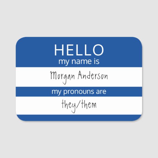 Custom HELLO Mein Name Pronouns ist Abzeichen Namensschild (Vorderseite)