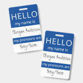 Custom HELLO Mein Name Pronouns ist ID-Abzeichen Ausweis (Vorder- & Rückseite)