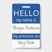 Custom HELLO Mein Name Pronouns ist ID-Abzeichen Ausweis (Rückseite)