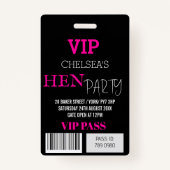 Custom Hen Party Festival Access Pass VIP Ausweis (Vorderseite)