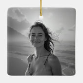 Custom Her Portrait – Simple Photo Gift for Her Keramikornament (Rückseite)