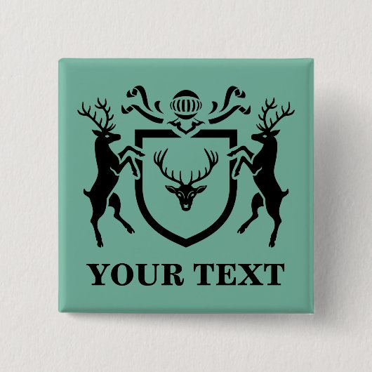 Custom Heraldic Deer Blazon Button (Vorderseite)
