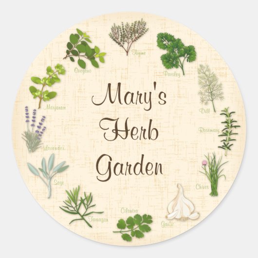 Custom Herb Garden Stickers (Vorderseite)
