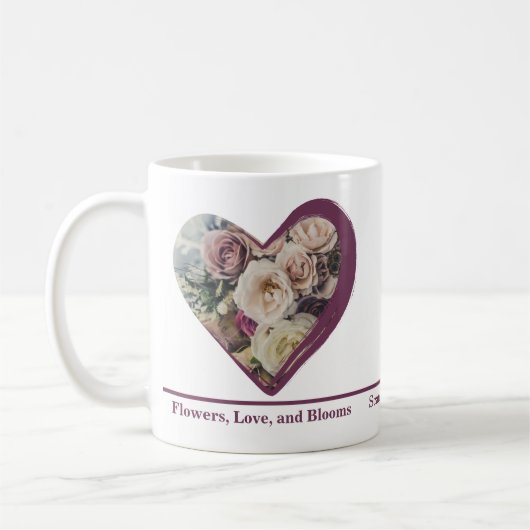 Custom Herz-Shaped Rose Foto Florist Promotional Kaffeetasse (Links)