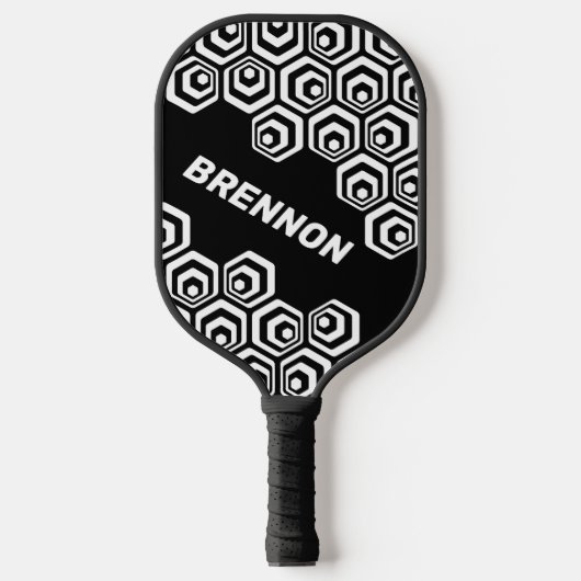 Custom Hexagon Polygon Retro Art Muster Pickleball Schläger (Vorderseite)