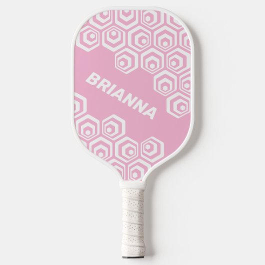 Custom Hexagon Polygon Retro Art Style Pattern Pickleball Schläger (Vorderseite)