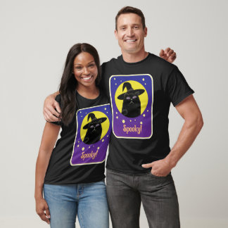 Custom Hexe Black Cat Halloween Art Design T-Shirt