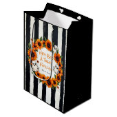 Custom Hey Boo Trick oder Ghost floral Design beha Mittlere Geschenktüte (Vorderseite Schrägansicht)