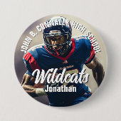 Custom High School Football Player Foto groß Button (Vorderseite)