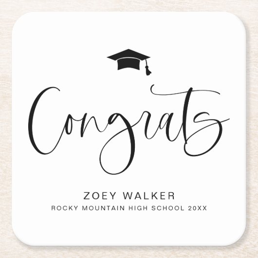 Custom High School Or College Graduation Napkin Rechteckiger Pappuntersetzer (Vorderseite)