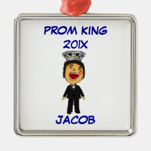 Custom High School Prom King Cartoon Silbernes Ornament