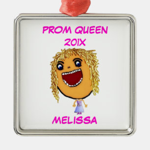 Custom High School Prom Queen Cartoon Silbernes Ornament