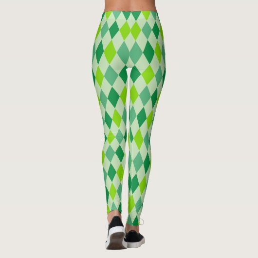 Custom High Waisted Diamonds Patronengrün Leggings (Rückseite)