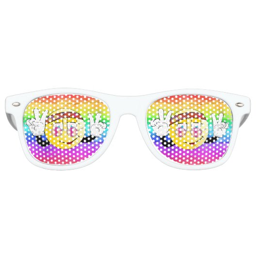 Custom Hippie Emoji Party Sonnenbrille (Vorderseite)