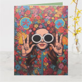 Custom Hipster Bright Floral Finger Peace Sign Karte (Gelbe Blume)