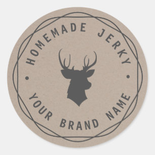 Custom Hirsch Head Stag Homemade Jerky Label Runder Aufkleber