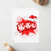 Custom Ho Ho Ho lustige Weihnachtsmannmütze Weihna Mitteilungskarte (Vorderseite/Rückseite Beispiel)