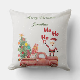 Custom Ho Ho Ho Santa auf einem roten LKW im Schne Kissen