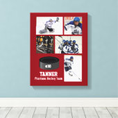 Custom Hockey Foto Collage Team Ihren Text benenne Leinwanddruck (Insitu (Holzboden))