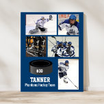 Custom Hockey Foto Collage Team Ihren Text benenne Poster<br><div class="desc">Diese Hockey-Collage enthält Ihre 5 Fotos und den Namen oder Teamnamen Ihres Spielers und fügt auch eine Nummer hinzu. Ändern Sie die Hintergrundfarbe entsprechend den Farben Ihres Teams. Eine tolle Möglichkeit, die Saison und die harte Arbeit Ihres Spielers zu feiern. Macht auch einen nachdenklichen Trainer. Klicken Sie auf das Logo...</div>
