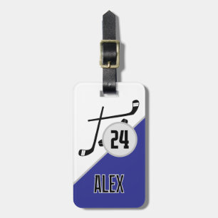 Custom Hockey Name Number Team Bag Tag Blue Gepäckanhänger