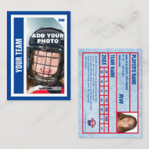Custom Hockey Trading Card - Blau - Hinzufügen von