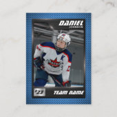 Custom Hockey Trading Card, Blue Graphite Player Telefonnummerkarte (Vorderseite)