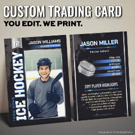 Custom Hockey Trading Card, Blue Power Player Telefonnummerkarte