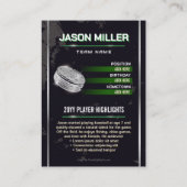 Custom Hockey Trading Card, Green Power Player Telefonnummerkarte (Rückseite)