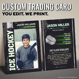 Custom Hockey Trading Card, Green Power Player Telefonnummerkarte