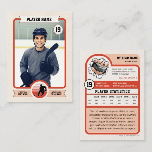 Custom Hockey Trading Card, Vintag Player Card Telefonnummerkarte (Vorne/Hinten)