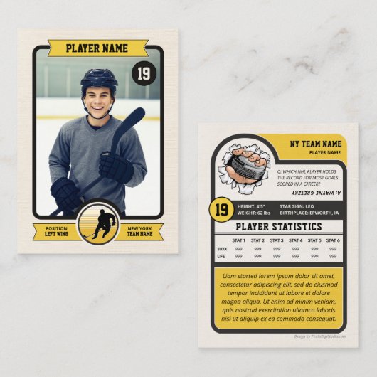 Custom Hockey Trading Card, Vintag Player Card Telefonnummerkarte (Vorne/Hinten)