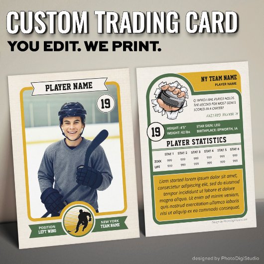 Custom Hockey Trading Card, Vintag Player Card Telefonnummerkarte