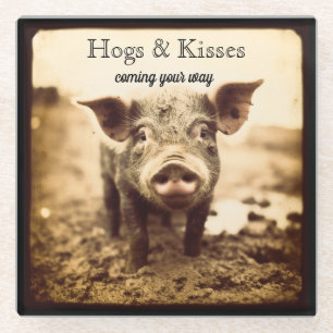 Custom Hogs & Kisses Muddy Piglet Boutique Glasuntersetzer