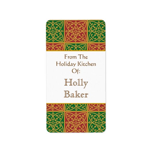 Custom Holday Baking Red Green Lilie Labelb Adressaufkleber (Vorne)