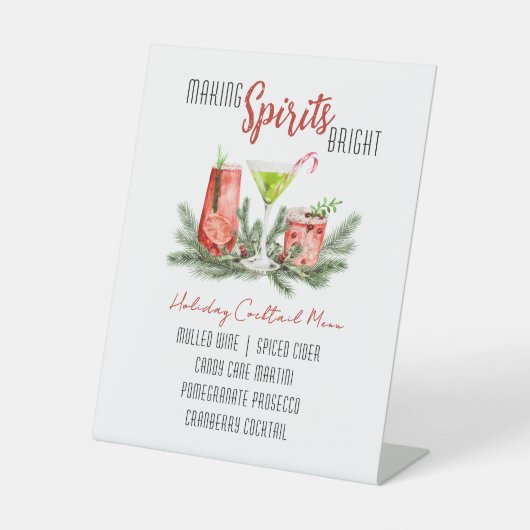 Custom Holiday Bar Menu - Spirituosen hell machen Sockelschild (Vorderseite)