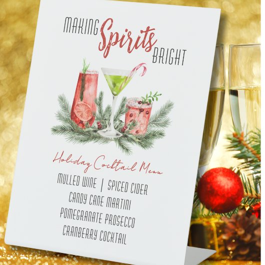 Custom Holiday Bar Menu - Spirituosen hell machen Sockelschild
