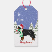 Custom Holiday Bernese Mountain Christmas Dog Geschenkanhänger (Rückseite)