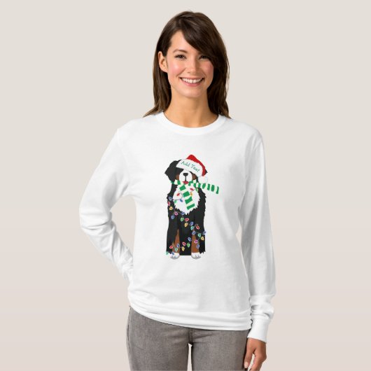 Custom Holiday Bernese Mountain Christmas Dog T-Shirt (Vorne ganz)