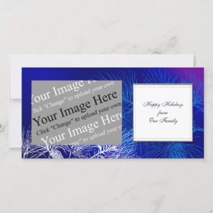 Custom Holiday Blue und White Winter Pine Feiertagskarte