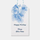 Custom Holiday Blue White Pine Patterns Geschenk-T Geschenkanhänger (Vorderseite)